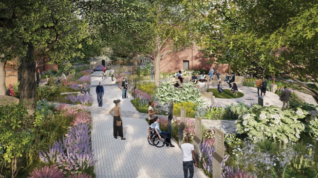 A rendering of the Louise B. Miller Pathways and Gardens at Gallaudet University.