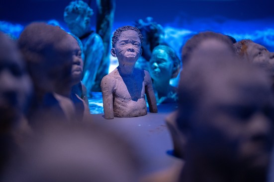 Artist Kwame Akoto-Bamfo's "Nkyinkyim" series at the Legacy Museum.