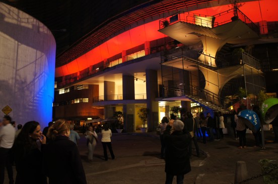 Participants view a lighting installation during a Lighting Detectives workshop.