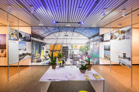 The design for Harvard GSD’s fall 2015 exhibition “Living Anatomy” featured aluminum and plexiglass panels that let visitors see other sections of the gallery.