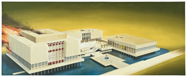 Ed Ruscha, Los Angeles County Museum of Art on Fire, 1965-68.