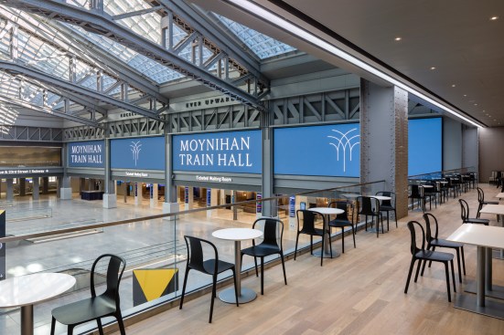 Lounge seating overlooking the main concourse