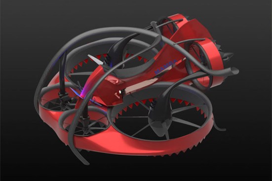 The Mamba is a hexcopter emphasizing safety, certifiability, and performance. Shrouded rotors and a tilting empennage are incorporated.