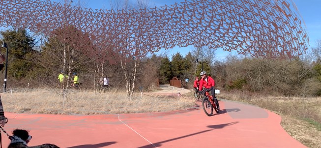 Visualization of public art piece tentatively titled "Mile Zero," achieved through augmented reality