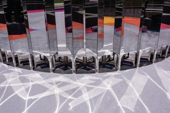 The exterior of "Mirror Mirror" designed by SoftLab installed at Waterfront Park in Alexandria, Va.