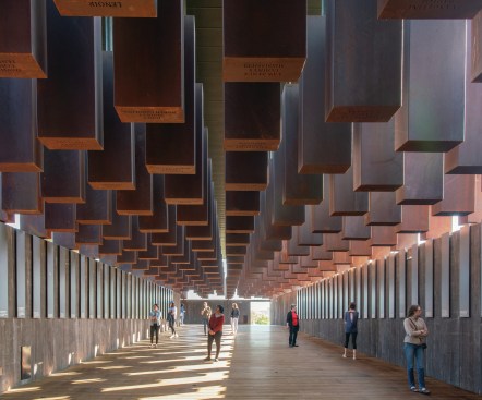 The National Memorial for Peace and Justice, designed by MASS Design Group, in Montgomery, Ala..