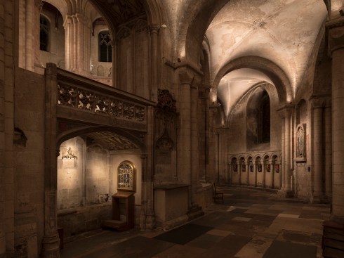 Light sources were concealed and located to minimize damage to the stonework.