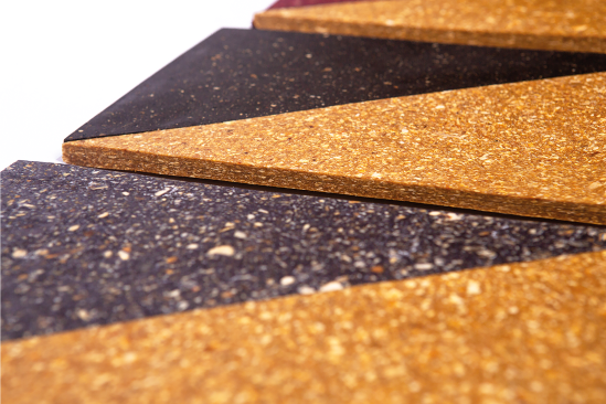 Biohm-designed tiles made from organic refuse bio-compound