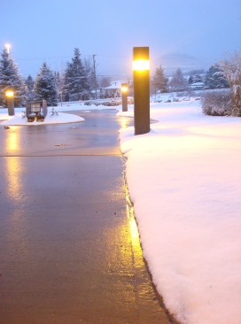 A snowmelt system works by gently warming upper surfaces. Typically, just a few degrees above freezing is sufficient to do the job. Photo courtesy Watts.