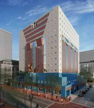 A rendering of the renovated building