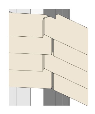 Timber wall intersection at steel column