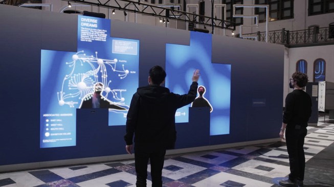 Visitors explore the digital environment