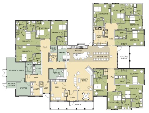 Floor plan, the Green House Homes at Saint Elizabeth Home
