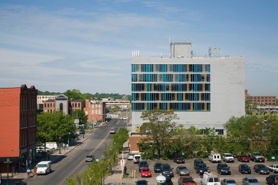 The Warehouse in downtown Syracuse, renovated by Gluckman Tang in 2006 as a temporary home for the university's school of architecture