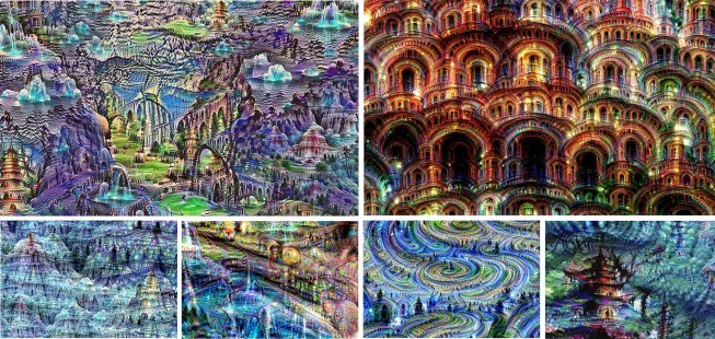 Fantastical images, or "dreams," generated iteratively from random noise data using an artificial neural network trained to recognize places that was developed by MIT's Computer Science and Artificial Intelligence Laboratory.