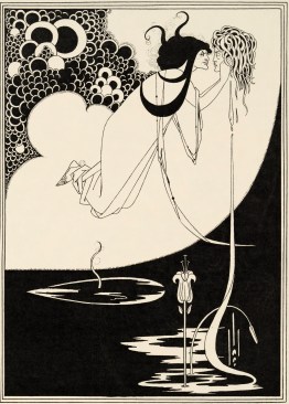 For Aubrey Beardsley’s most famous work, “The Climax,” he reworked one of his infamous illustrations for the Oscar Wilde play “Salomé.” Depicted in a style that owes much to Japanese woodblock prints, the famous dancing daughter of Herod II kisses the severed head of John the Baptist.