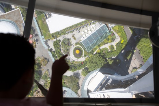 View through the new glass floor of the Space Needle