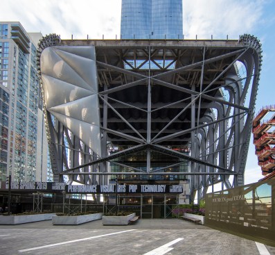 The Shed under construction, as seen in February 2018.