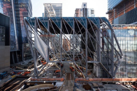 The Shed under construction, as seen from the north in February 2018.