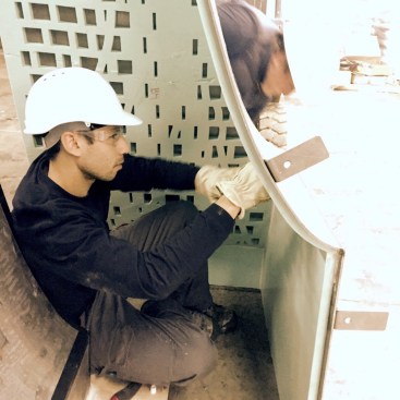 Additional bracing helped prevent the steel outer forms from bowing due to the compression of the concrete on the forms