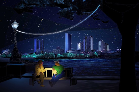 VR technology used in “The Third Age,” an installation about the city of the future.