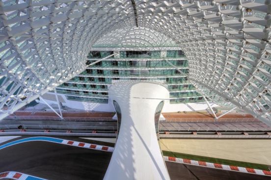 View over mezzanine bridge and Formula One race track