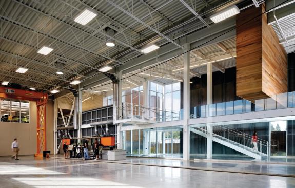 The building is used to train civil engineers, so many of the engineering elements and ideas are exposed.