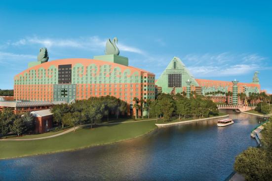 The Swan and Dolphin hotels at Disney World in Orlando, Fla., designed by Michael Graves & Associates with Alan Lapidus, Architect.