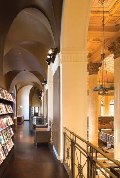 Narrow vaults in the mezzanine ceiling were formed using molds created with 3-D router technology. 