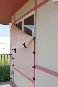 Hurricane Fabric

The AstroGuard Hurricane Fabric system features a high-strength, high-tenacity ballistic nylon that attaches to pre-installed anchors. The system alleviates the premium cost of impact-resistant laminated windows and/or wind-rated shutters, while the lightweight fabric features a high burst strength rating that resists wind, water, and flying debris in a Category 5 hurricane and folds up for easy storage. “It’s much easier than trying to nail or screw in panels of plywood over your windows,” product coordinator Cesar Rodriguez says. 855.336.6040. www.hurricaneprotection.net.