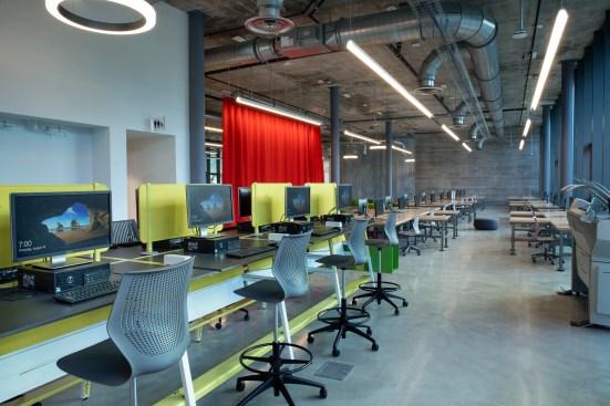 A portion of the studio space on the north side of the building is devoted to a printing and plotting station. 