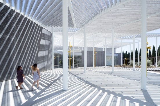 Events plaza under the museum's canopy