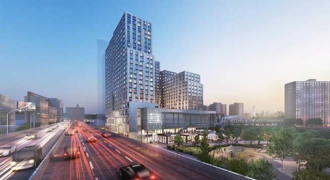 An initial rendering of the Universal Hip Hop Museum