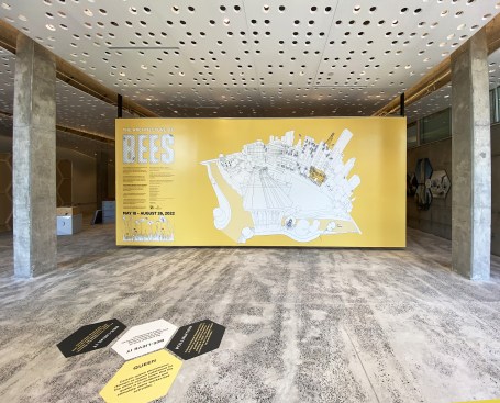 The firm carried out exhibition design for the Architecture of Bees, an apian-focused show at the Architecture Center Houston.