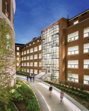 Originally designed by Eggers and Higgins Architects in 1950, the University of Virginia New Cabell Hall in Charlottesville was restored and renovated by Goody Clancy.