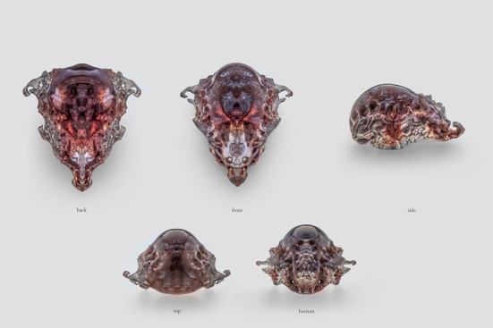 Compilation of views, Mask 1, Vespers collection, Present series. Designed by Neri Oxman and members of the Mediated Matter Group and 3D printed by Stratasys.