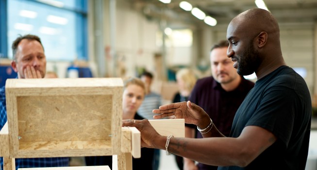 Virgil Abloh in the IKEA prototype shop in Älmhult, Sweden