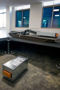 The laboratory is built with a raised floor.