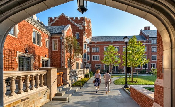 The main quadrangle at Benjamin Franklin College, with the Head of College house at left.